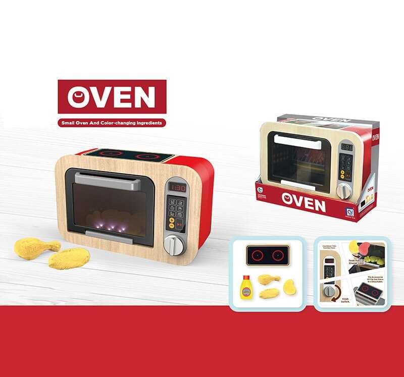 Мікрохвильова піч 818-508 A (18/2) дерев'яна, підсвічування, звуки, муляжі їжі, які змінюють колір, в коробці
