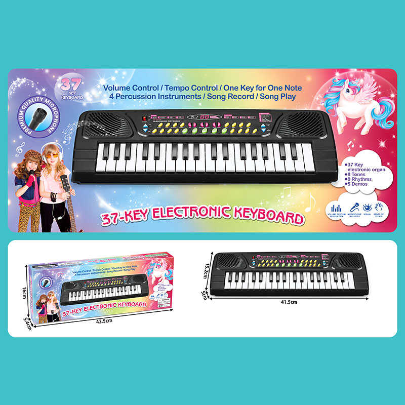 Синтезатор XT 215 A1 (60/2) 37 клавіш, мікрофон, регулювання гучності, мелодії, барабани, запис та відтворення звуків, від батарейок, регулювання темпу, в коробці