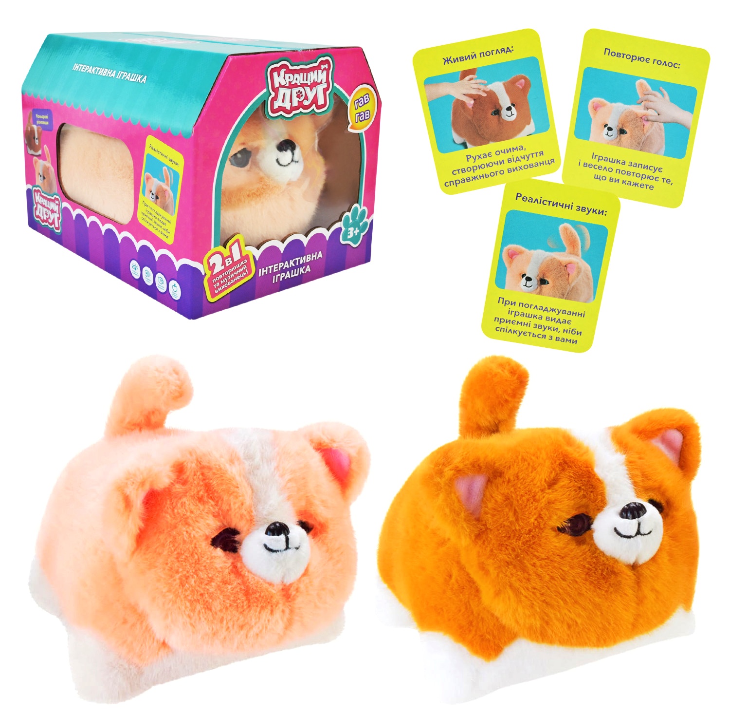 Інтерактивна тваринка 2506 , "Собачка", звуки, кліпає очима, рухає хвостом, запис голосу , сенсорний датчик, в коробці