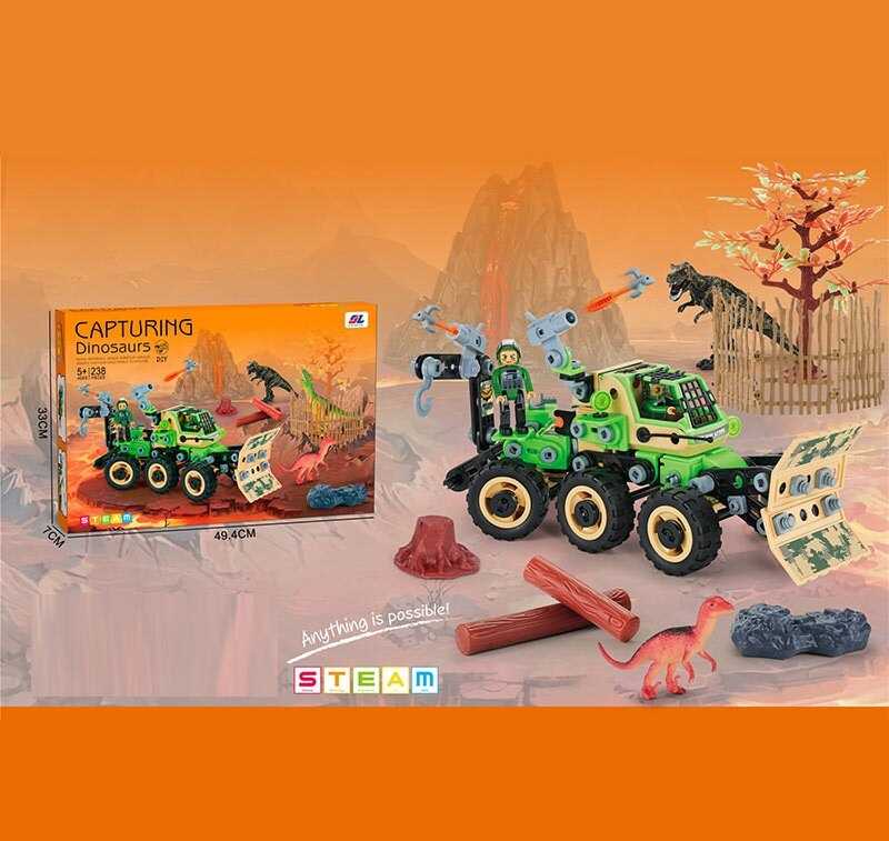 Конструктор J 6615 (18/2) 238 деталей, інструменти, ігрові фігурки, гумові шини, в коробці