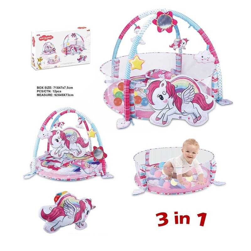 Килимок 023-73 B (12) “Єдиноріг”, брязкальця, набір пластикових кульок, у коробці