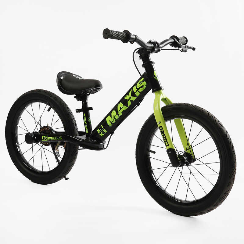 Велобіг "CORSO MAXIS" MX-71065 (1) сталева рама, ручне заднє гальмо, колеса надувні резинові 16’’, підніжка, дзвоник