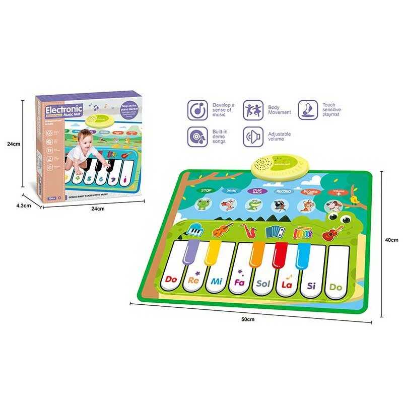 Музичний килимок MTK 035-4 A (72/2) 50 х 3 х 40 см, на батарейках, музичні інструменти, звуки тварин, запис, режим пам'яті, музика, в коробці