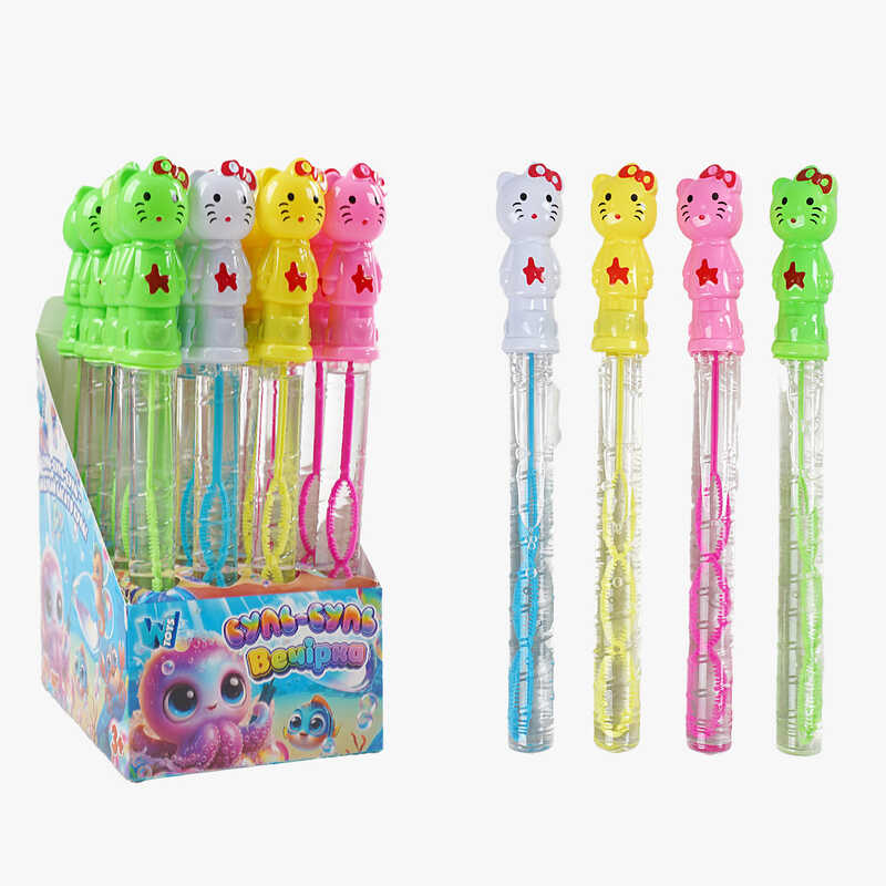 Мильні бульбашки TC 54010 (12) "WToys", ЦІНА ЗА 24 ШТУКИ В БЛОЦІ, "Кішечка", висота 25см, в коробці