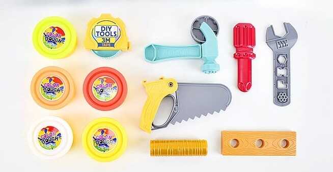 Тісто для ліплення QL-E 877 (48/2) 8 будівельних аксесуарів, 5 кольорів, У ПАКЕТІ