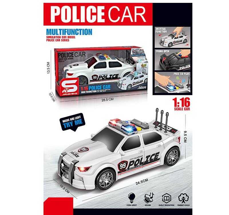 Машина JS 124 B (48) “Поліція”, масштаб 1:16, тематичні сигнали, підсвічування, інерція, відкривається багажник, в коробці