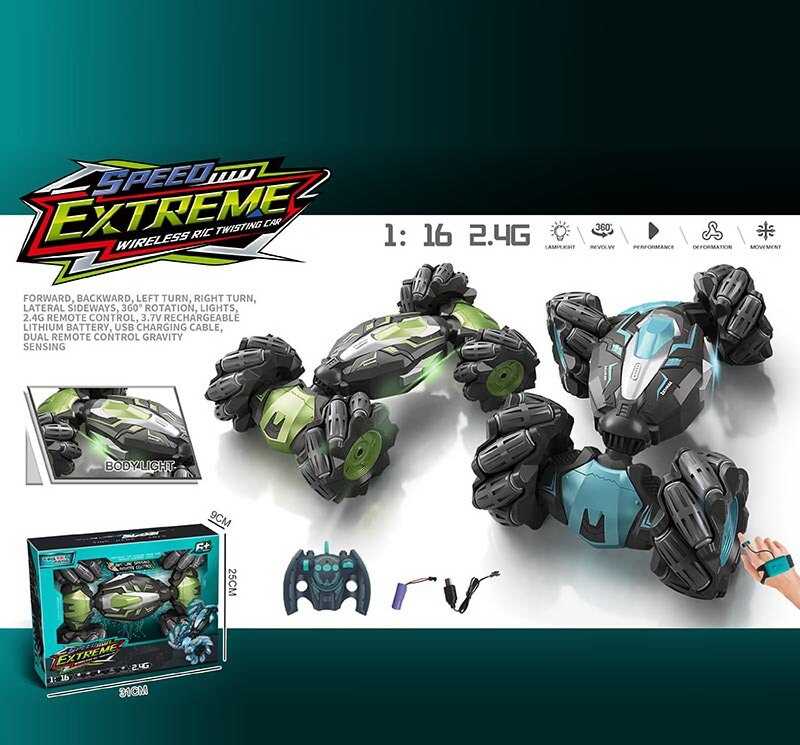 Машина на радіокеруванні YJ 096-3 A (36) 2 кольори, зміна положення корпусу, підсвічування, роликові колеса, акум. 3.7V, масштаб 1:16, пульт 2.4 GHz + сенсорний браслет, режим демонстрації, USB-кабель, в коробці