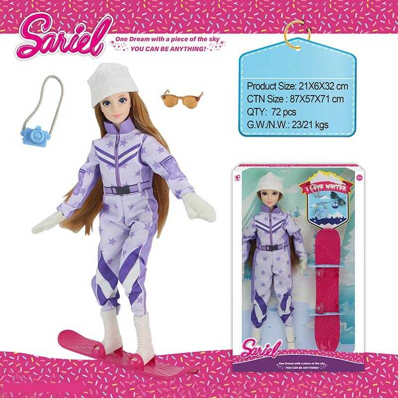 Лялька 92011 D (72/2)  висота: 30 см, шарнірні з’єднання суглобів, голова та руки: гума, тіло та ноги: пластик, знімний одяг та взуття, сноуборд, аксесуари, в коробці