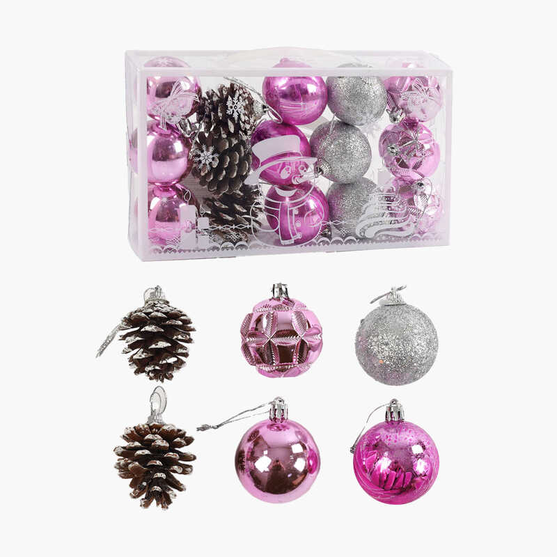Новорічні прикраси C 67313 (96) 15 штук, кульки, шишки, D = 5 см, в слюді