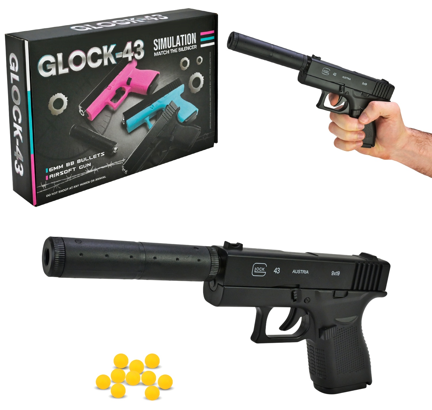 Пістолет - метал C43+ , пласт. кулі , коробка