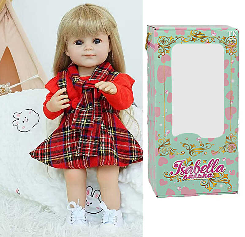 Лялька QM 88002 (12) "TK Group", висота: 50 см, гумова, імітація скляних очей, пустушка, пляшечка, памперс, взуття, в коробці