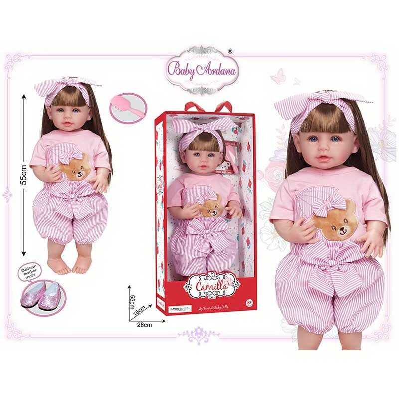 Лялька A 919 D (12/2) гумова, висота - 52 см, прошите волосся, рухомі кінцівки, щітка для волосся, взуття, в коробці