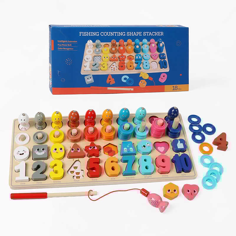 Логічна дерев’яна дошка C 74155 (24) дерев’яна, геометричний сортер, цифри, магнітна риболовля, в коробціртер, цифри, магнітна риболовля, в коробці