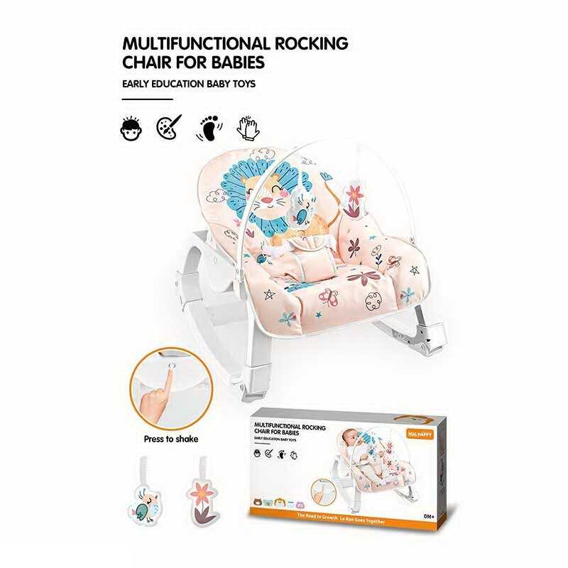 Шезлонг YK 7007 E (6) заспокійлива вібрація, дуга з підвісками, на батарейках, регулювання положення, пискавка, в коробці