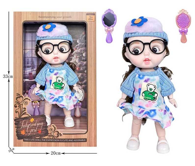 Лялька 3808 B9 (36/2) висота 27 см, пісні англійською, вітається, сміється, підсвічування, шарнірні кінцівки, окуляри, дзеркальце, щітка, в коробці