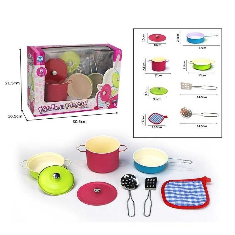 Набір посуду 1818-5 A (36/2) металевий, 2 каструлі, 2 кришки, пательня, 2 лопатки, рушничок, в коробці