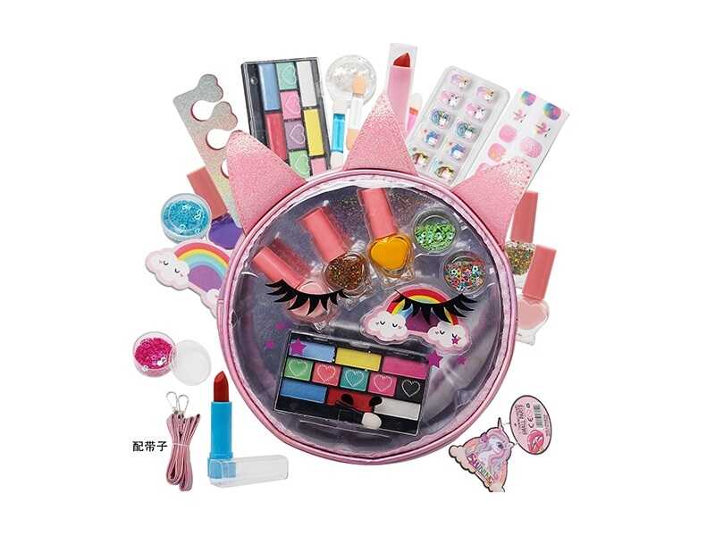 Косметика LD 6052 (72/2) тіні, лаки, помади, аплікатори, глітери, баф, накладні нігті, наліпки, розділювач, сумочка, в пакеті