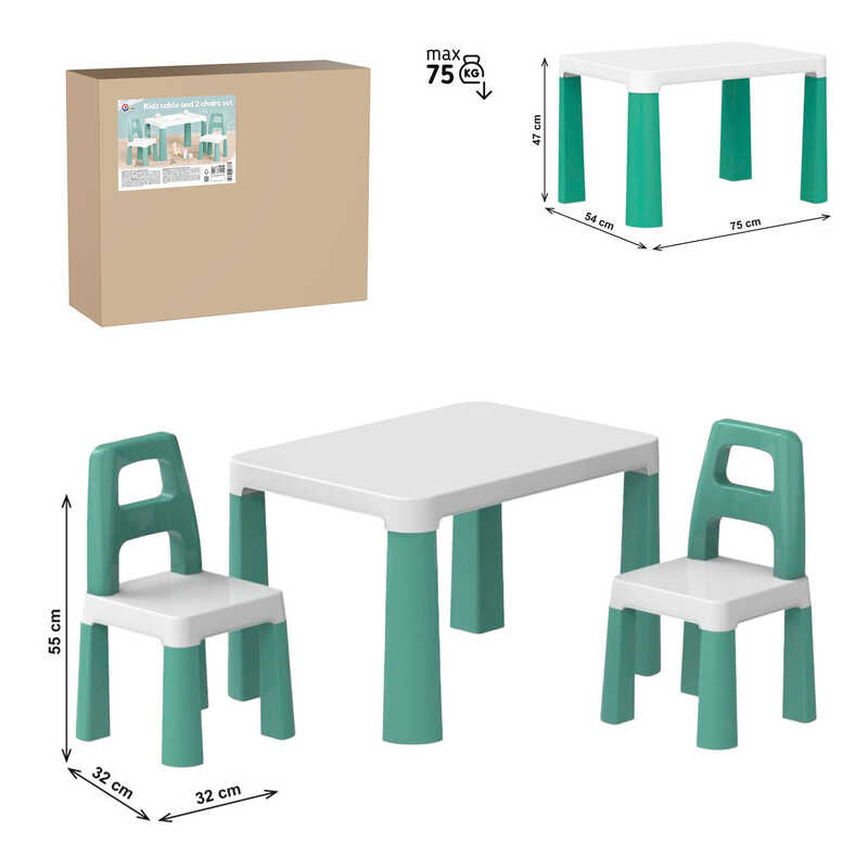 гр Дитячий стіл з двома стільцями 0440 (1) "Technok Toys", заокруглені кути, ніжки зі вставками, 2 стільця, в коробці