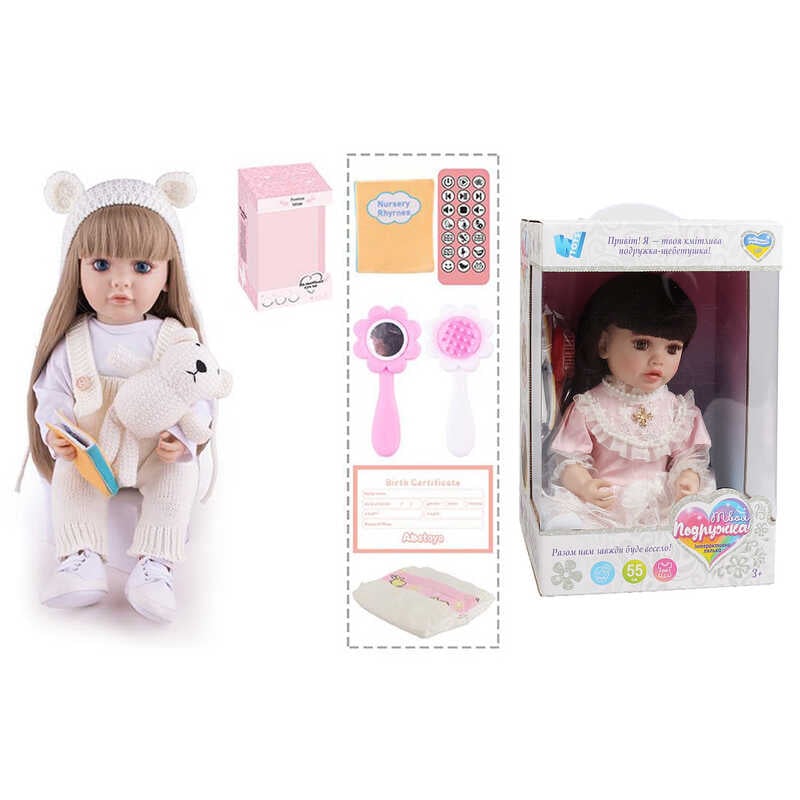 Інтерактивна лялька TK 4110-36 (9) "WToys", ОЗВУЧУВАННЯ УКРАЇНСЬКОЮ МОВОЮ, висота 55 см, пульт, на батарейках, аксесуари, рухає кінцівками, казки, пісні, віршики, скоромовки, відповідає на запитання, звуки тварин, мелодії, повторюшка, в коробці