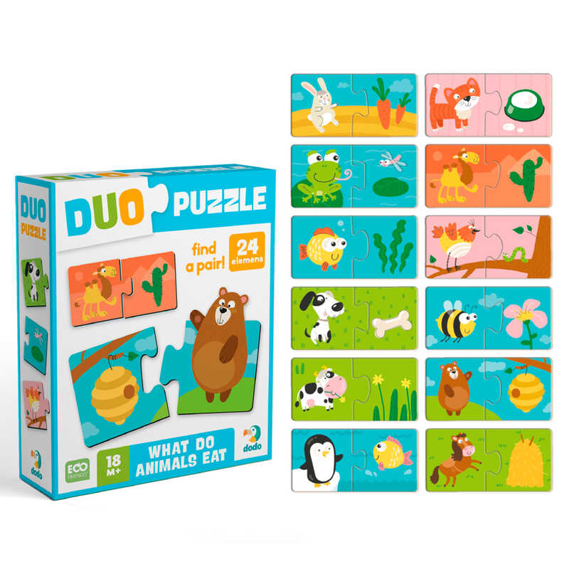 гр Пазл ДУО "Хто що їсть"  300691 (120)  "Dodo", 24 елементи, в коробці
