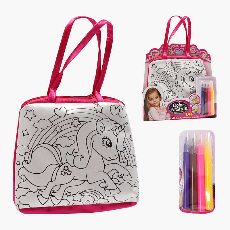 Сумка-розмальовка 612-2 (192/2) текстильна, 4 мініфломастери, застібається на блискавку, на листі