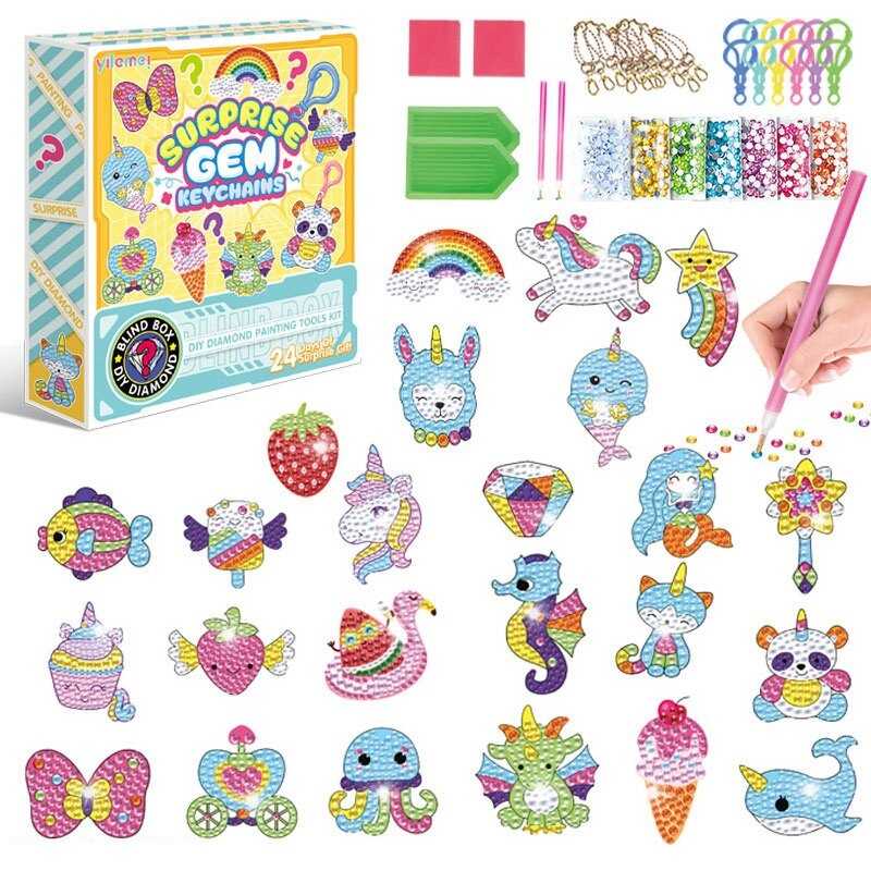 Алмазна мозаїка 21007 P (60/2) адвент-календар, 24 брелоки, 24 кріплення, 2 таці, 2 стилуси, в коробці