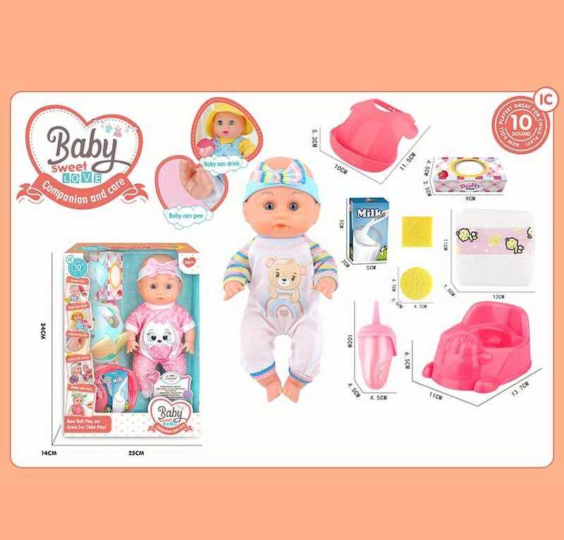 Пупс ZF 168-15 (24) 2 види, звук, висота 30 см, ходить в туалет, аксесуари, в коробці