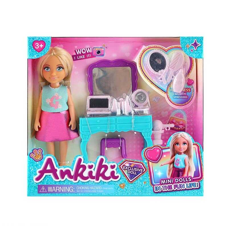 Лялька з аксесуарами 606002 (72) висота ляльки - 13 см, туалетний столик, стілець, дзеркало, аксесуари для волосся, в коробці