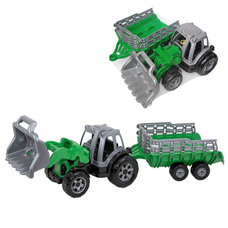 гр Трактор навантажувач "МAX" 40104 (4) "Tigres", рухомий передній ківш, з причепом, довжина: 90 см, в сітці