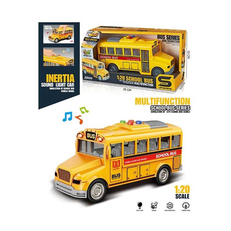 Автобус JS 168 (72/2) "Шкільний автобус", звук, підсвітка, масштаб 1:20, гумові колеса, інерція, в коробці