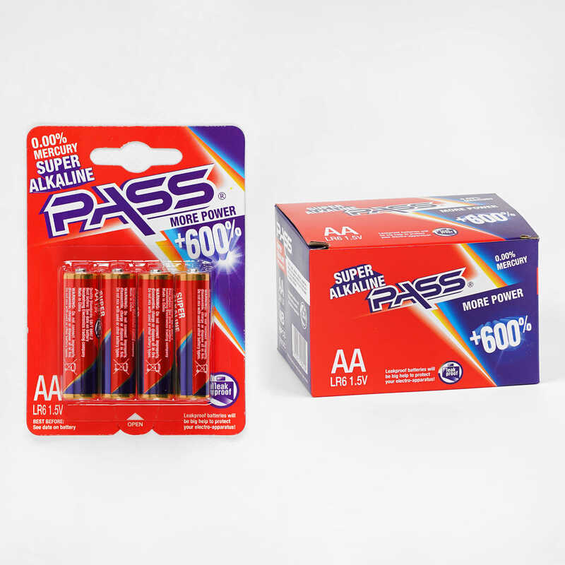 Батарейки "PASS" C 56888 (20) Alcaline, пальчикові, АА 1,5V, ЦІНА ЗА 48 ШТУК В БЛОЦІ