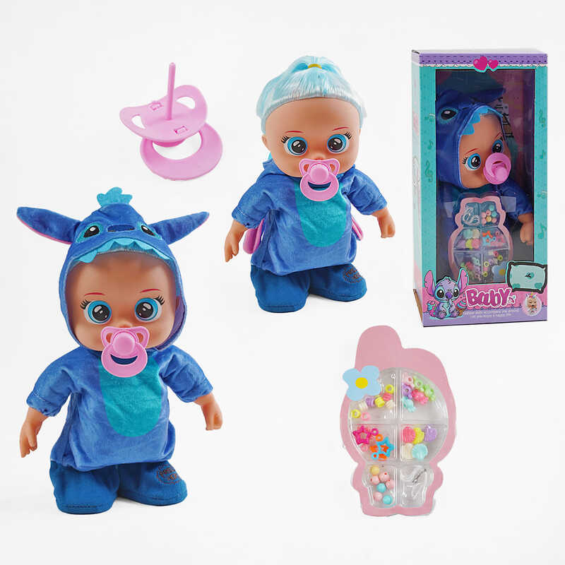 Пупс TK 2425 (40/2) висота 30 см, на батарейках, рухається, пісня англійською мовою, пустишка, набір прикрас, в коробці