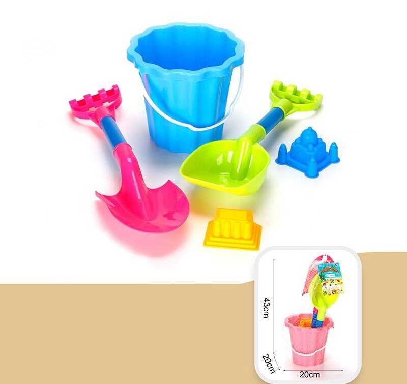 Пісочний набір JX 6853 (48) відро, 2 лопати, 2 формочки, в сітці,  ВИДАЄТЬСЯ ТІЛЬКИ МІКС ВИДІВ