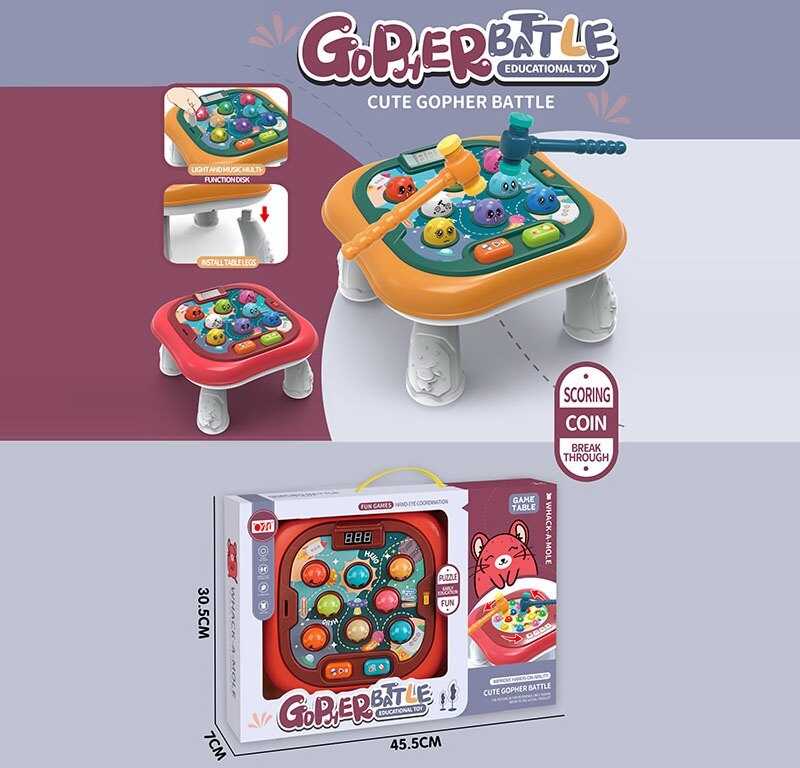 Стукалка інтерактивна 8656 (24) 2 види, звуки, озвучування англійською, підсвічування, в коробці