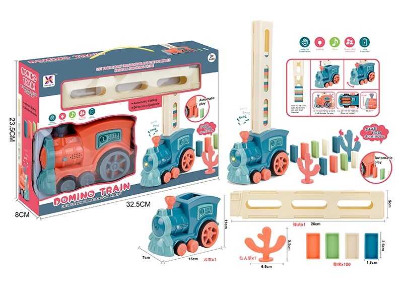 Потяг з доміно YXY 955-6 A (36/2) звуки, підсвічування, виставляє доміно, 100 доміно, в коробці