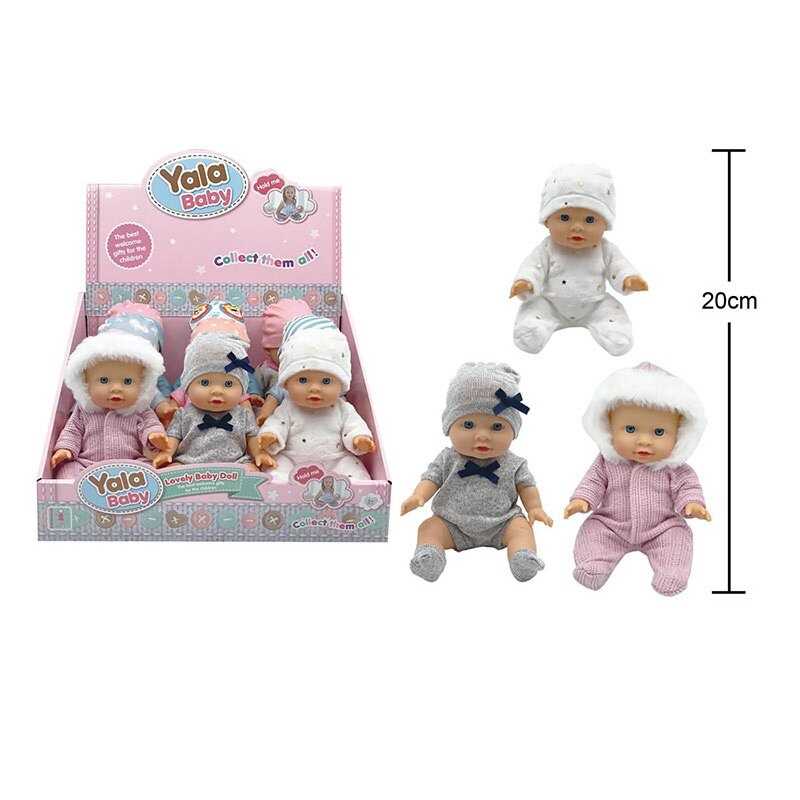 Набір пупсів YL 2520 A-C (8) ЦІНА ЗА 9 ШТУК В БЛОЦІ, висота 20 см, гумові, знімний одяг, рухомі кінцівки, в коробці