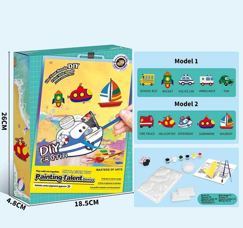 Набір для творчості ZY 106 (60) гіпсові магніти, форми, фарби, пензлі, інструменти, гіпс, в коробці