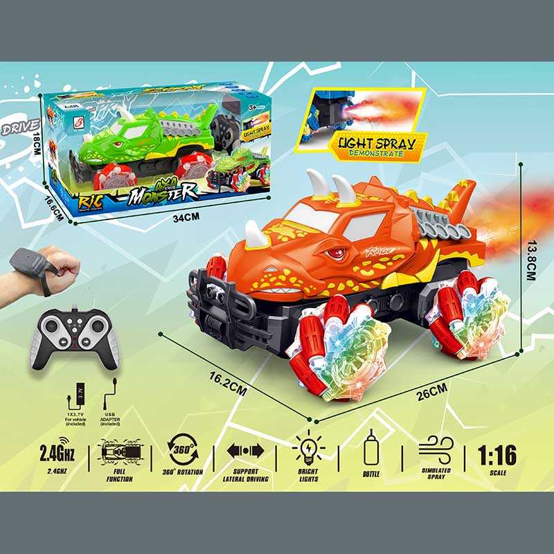 Машина на радіокеруванні ZJ 238-65 A (24) 2 кольори, акумулятор 3.7 V, пульт 2.4 Ghz, браслет, підсвічування, роликові колеса, парогенератор, в коробці