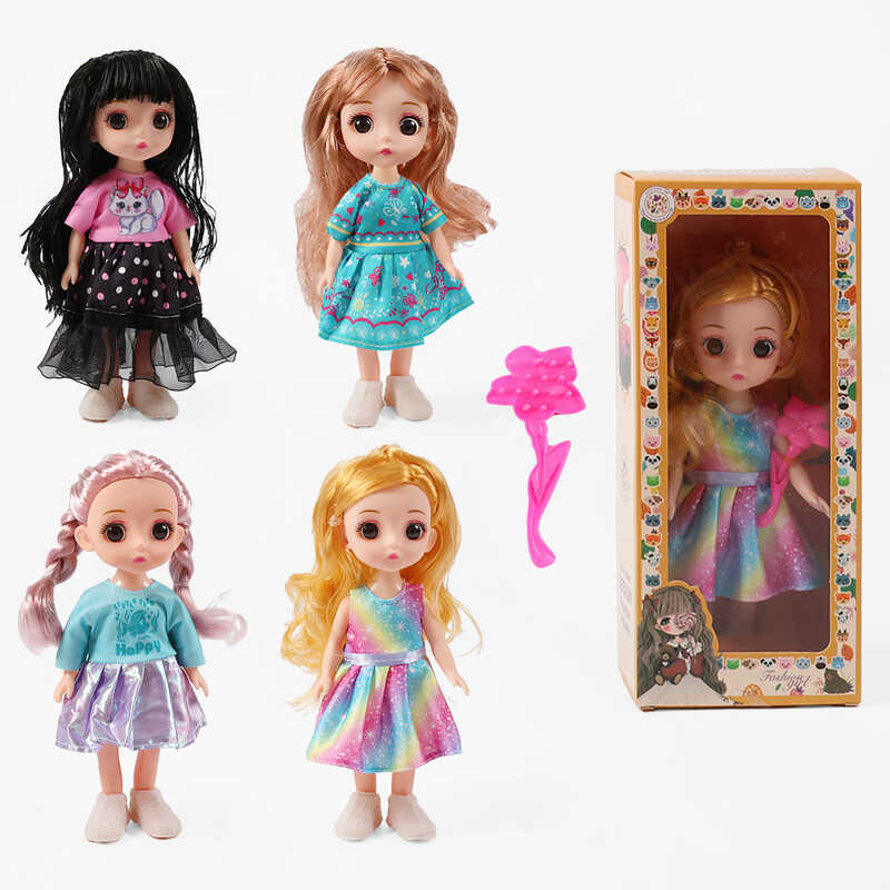 Лялька A 01 F (144/2) висота 20 см, рухливі кінцівки та голова, знімний одяг та взуття, щітка для волосся, в коробці, ВИДАЄТЬСЯ ТІЛЬКИ МІКС ВИДІВ