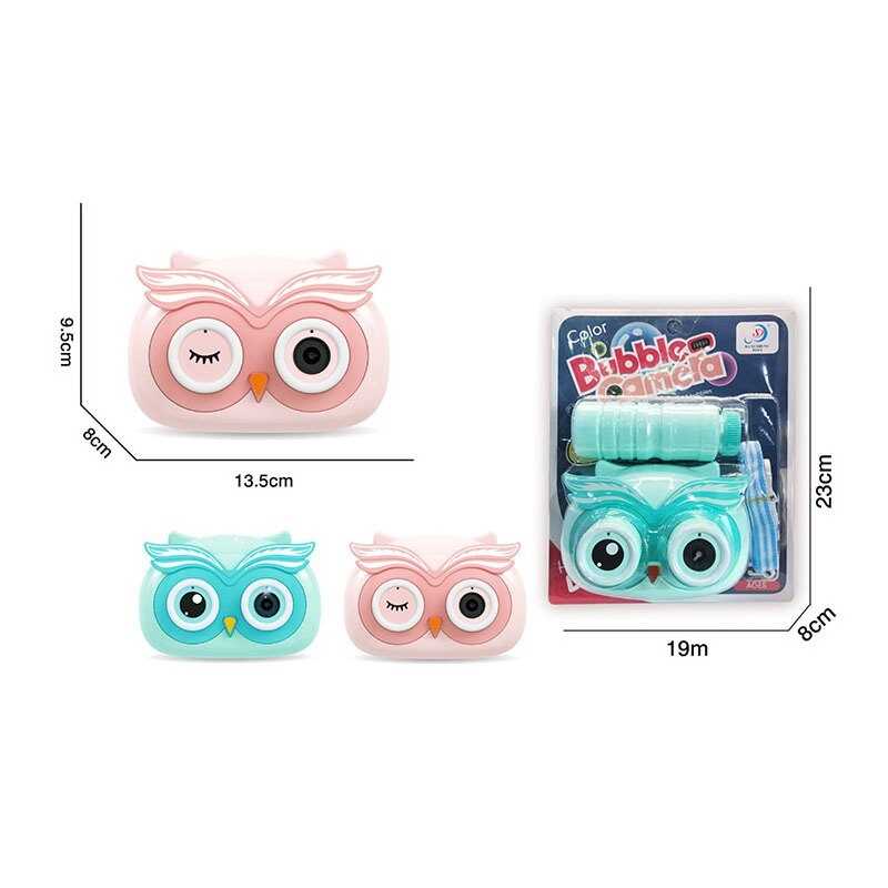 Установка з мильними бульбашками 6271 (60/2) 2 кольори, камера, музика, на батарейках, підсвічування, пляшечка з мильними бульбашками, автоматичний принцип, ремінець, на листі