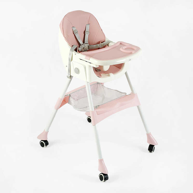 Стільчик для годування Toti FR- 30608 (1) сталева конструкція, матеріал тканини PU, знімний столик, опускна спинка, 4 колеса, в коробці