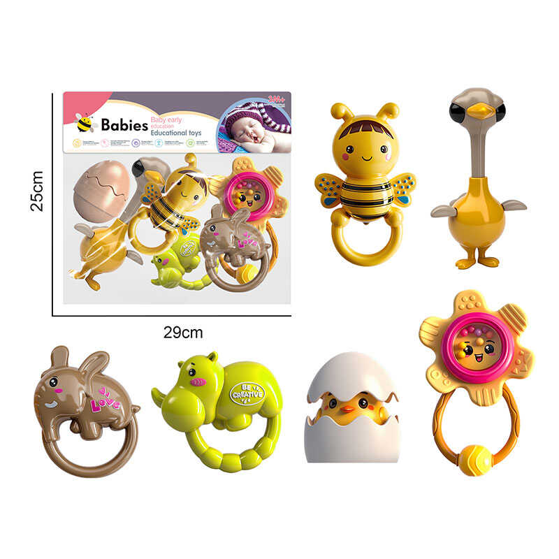 Набір брязкалець 8436-24 (120/2) 6 штук, гумовий прорізувач,  в пакеті