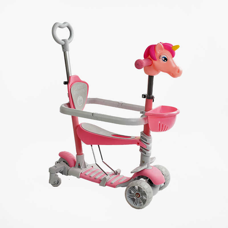 Самокат 5в1 P-63700 (1) Best Scooter, з ДОП. КОЛЕСАМИ, захисний бампер, PU колеса зі світлом, в коробці