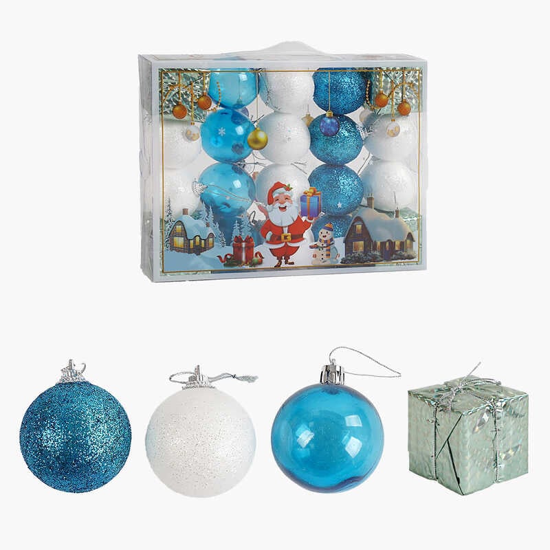 Новорічні прикраси C 67332 (72) 20 штук, кульки, подарунки, D = 4,5 см, у слюді