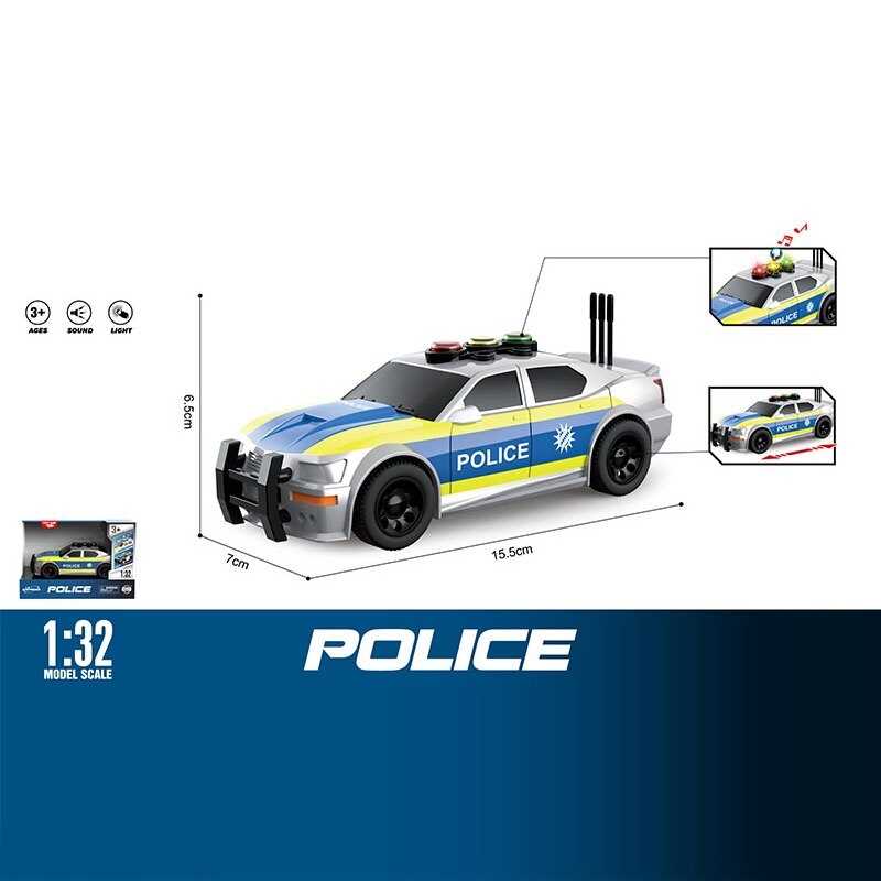 Машинка WY 1150 B (96) "Поліція", звук, підсвічування, масштаб 1:32, інерція, в коробці