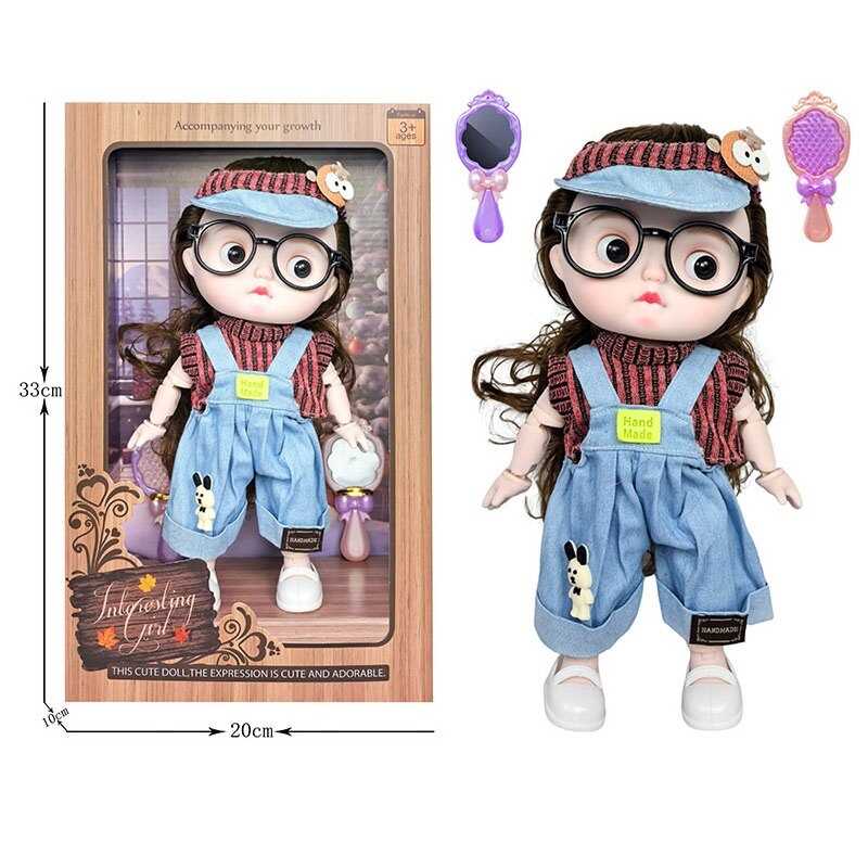 Лялька 3808 B10 (36/2) висота 27 см, пісні англійською, вітається, сміється, підсвічування, шарнірні кінцівки, окуляри, дзеркальце, щітка, в коробці