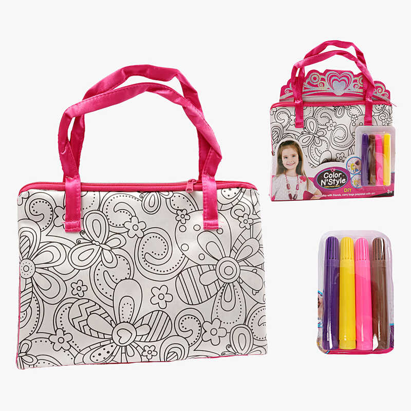 Сумка-розмальовка 613-5 (144/2) текстильна, 4 мініфломастери, застібається на блискавку, на листі