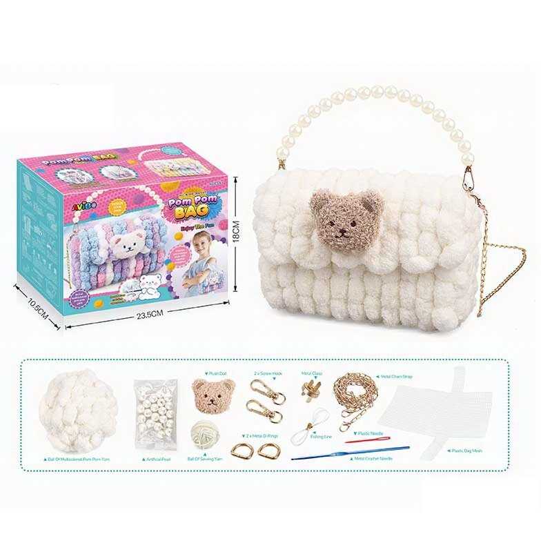 Набір для в'язання A 6603 E (72/2) 14 елементів, основа з отворами, помпони, намистини, металевий ціпок, карабіни, голка, нитки, в коробці