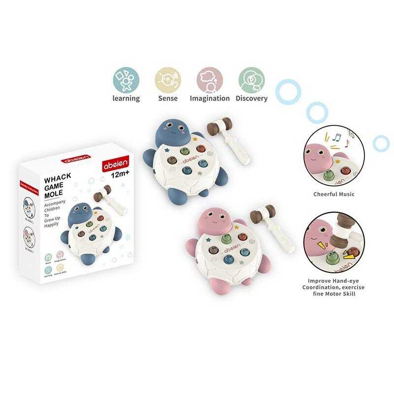 Стукалка 59003 (72) 2 кольори, “Черепашка”, молоточок, мелодії, фрази англійською мовою, від батарейок, в коробці