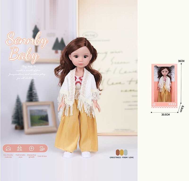 Лялька MN 339 (48) висота: 34 см, імітація скляних очей, взуття, в коробці